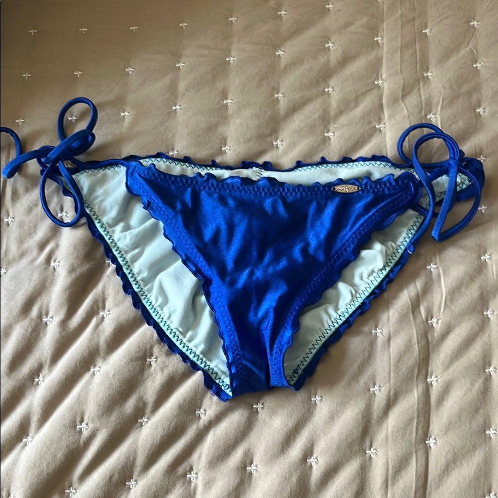 Luli Fama Blue Bikini Bottom with Side Ties